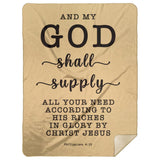 Typography Premium Sherpa Mink Blanket - My God Shall Supply All My Needs ~Philippians 4:19~