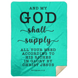 Typography Premium Sherpa Mink Blanket - My God Shall Supply All My Needs ~Philippians 4:19~