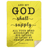 Typography Premium Sherpa Mink Blanket - My God Shall Supply All My Needs ~Philippians 4:19~