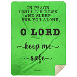 Typography Premium Sherpa Mink Blanket - Lord Make Me Dwell In Safety ~Psalm 4:8~