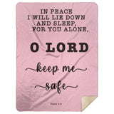 Typography Premium Sherpa Mink Blanket - Lord Make Me Dwell In Safety ~Psalm 4:8~