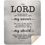 Typography Premium Sherpa Mink Blanket - The Lord Is My Rock & Fortress ~Psalm 18:2~
