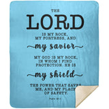 Typography Premium Sherpa Mink Blanket - The Lord Is My Rock & Fortress ~Psalm 18:2~