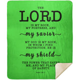 Typography Premium Sherpa Mink Blanket - The Lord Is My Rock & Fortress ~Psalm 18:2~