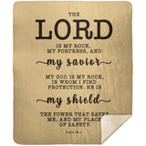 Typography Premium Sherpa Mink Blanket - The Lord Is My Rock & Fortress ~Psalm 18:2~