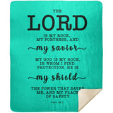 Typography Premium Sherpa Mink Blanket - The Lord Is My Rock & Fortress ~Psalm 18:2~