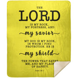Typography Premium Sherpa Mink Blanket - The Lord Is My Rock & Fortress ~Psalm 18:2~