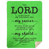 Typography Premium Sherpa Mink Blanket - The Lord Is My Rock & Fortress ~Psalm 18:2~