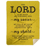 Typography Premium Sherpa Mink Blanket - The Lord Is My Rock & Fortress ~Psalm 18:2~