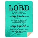Typography Premium Sherpa Mink Blanket - The Lord Is My Rock & Fortress ~Psalm 18:2~