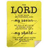 Typography Premium Sherpa Mink Blanket - The Lord Is My Rock & Fortress ~Psalm 18:2~