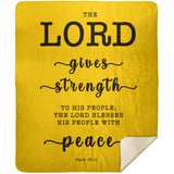 Typography Premium Sherpa Mink Blanket - The Lord Will Give Strength To His People ~Psalm 29:11~