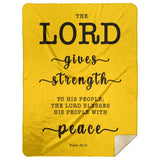 Typography Premium Sherpa Mink Blanket - The Lord Will Give Strength To His People ~Psalm 29:11~
