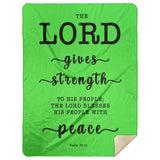 Typography Premium Sherpa Mink Blanket - The Lord Will Give Strength To His People ~Psalm 29:11~