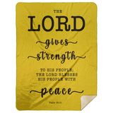 Typography Premium Sherpa Mink Blanket - The Lord Will Give Strength To His People ~Psalm 29:11~