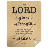 Typography Premium Sherpa Mink Blanket - The Lord Will Give Strength To His People ~Psalm 29:11~