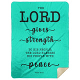 Typography Premium Sherpa Mink Blanket - The Lord Will Give Strength To His People ~Psalm 29:11~