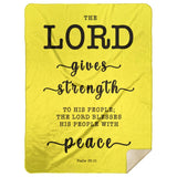 Typography Premium Sherpa Mink Blanket - The Lord Will Give Strength To His People ~Psalm 29:11~
