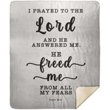 Typography Premium Sherpa Mink Blanket - The Lord Delivered Me From All My Fears ~Psalm 34:4~