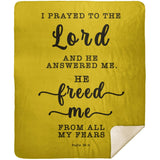 Typography Premium Sherpa Mink Blanket - The Lord Delivered Me From All My Fears ~Psalm 34:4~