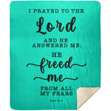 Typography Premium Sherpa Mink Blanket - The Lord Delivered Me From All My Fears ~Psalm 34:4~