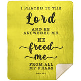 Typography Premium Sherpa Mink Blanket - The Lord Delivered Me From All My Fears ~Psalm 34:4~