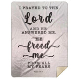 Typography Premium Sherpa Mink Blanket - The Lord Delivered Me From All My Fears ~Psalm 34:4~