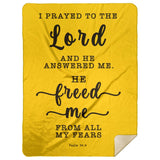 Typography Premium Sherpa Mink Blanket - The Lord Delivered Me From All My Fears ~Psalm 34:4~