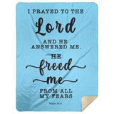 Typography Premium Sherpa Mink Blanket - The Lord Delivered Me From All My Fears ~Psalm 34:4~