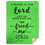 Typography Premium Sherpa Mink Blanket - The Lord Delivered Me From All My Fears ~Psalm 34:4~