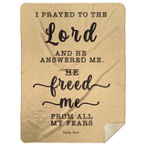 Typography Premium Sherpa Mink Blanket - The Lord Delivered Me From All My Fears ~Psalm 34:4~