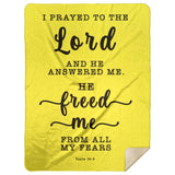 Typography Premium Sherpa Mink Blanket - The Lord Delivered Me From All My Fears ~Psalm 34:4~