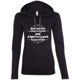 Bible Verse Ladies' Long Sleeve T-Shirt Hoodie - "Psalm 119:105" Design 1 (White Font) - Meditate Healing Christian Store