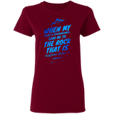 Bible Verses Ladies' 5.3 oz. T-Shirt - "Psalm 61:2" Design 14 - Meditate Healing Christian Store