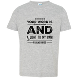 Bible Verse Toddler Jersey T-Shirt - "Psalm 119:105" Design 16 (Black Font) - Meditate Healing Christian Store