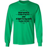 Bible Verse Long Sleeve  Ultra Cotton T-Shirt - "Psalm 119:105" Design 1 (Black Font) - Meditate Healing Christian Store