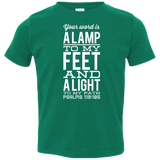 Bible Verse Toddler Jersey T-Shirt - "Psalm 119:105" Design 4 (White Font) - Meditate Healing Christian Store