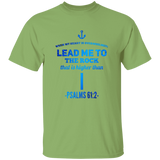 Bible Verse Men 5.3 oz. T-Shirt - "Psalm 61:2" Design 1 - Meditate Healing Christian Store
