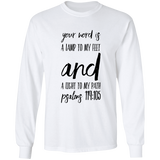 Bible Verse Long Sleeve  Ultra Cotton T-Shirt - "Psalm 119:105" Design 9 (Black Font) - Meditate Healing Christian Store