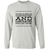 Bible Verse Long Sleeve  Ultra Cotton T-Shirt - "Psalm 119:105" Design 11 (Black Font) - Meditate Healing Christian Store