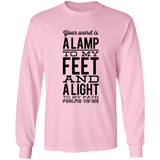 Bible Verse Long Sleeve  Ultra Cotton T-Shirt - "Psalm 119:105" Design 4 (Black Font) - Meditate Healing Christian Store