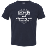 Bible Verse Toddler Jersey T-Shirt - "Psalm 119:105" Design 1 (White Font) - Meditate Healing Christian Store