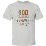 Bible Verse Men 5.3 oz. T-Shirt - "Psalm 73:26" Design 1 - Meditate Healing Christian Store