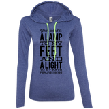 Bible Verse Ladies' Long Sleeve T-Shirt Hoodie - "Psalm 119:105" Design 4 (Black Font) - Meditate Healing Christian Store