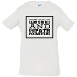 Bible Verse Infant Jersey T-Shirt - "Psalm 119:105" Design 13 (Black Font) - Meditate Healing Christian Store