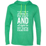 Bible Verse Men Long Sleeve T-Shirt Hoodie - "Psalm 119:105" Design 3 (White Font) - Meditate Healing Christian Store