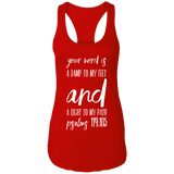 Bible Verse Ladies Ideal Racerback Tank - "Psalm 119:105" Design 9 (White Font) - Meditate Healing Christian Store