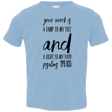 Bible Verse Toddler Jersey T-Shirt - "Psalm 119:105" Design 9 (Black Font) - Meditate Healing Christian Store