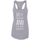 Bible Verse Ladies Ideal Racerback Tank - "Psalm 119:105" Design 19 (White Font) - Meditate Healing Christian Store