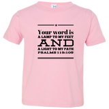 Bible Verse Toddler Jersey T-Shirt - "Psalm 119:105" Design 10 (Black Font) - Meditate Healing Christian Store
